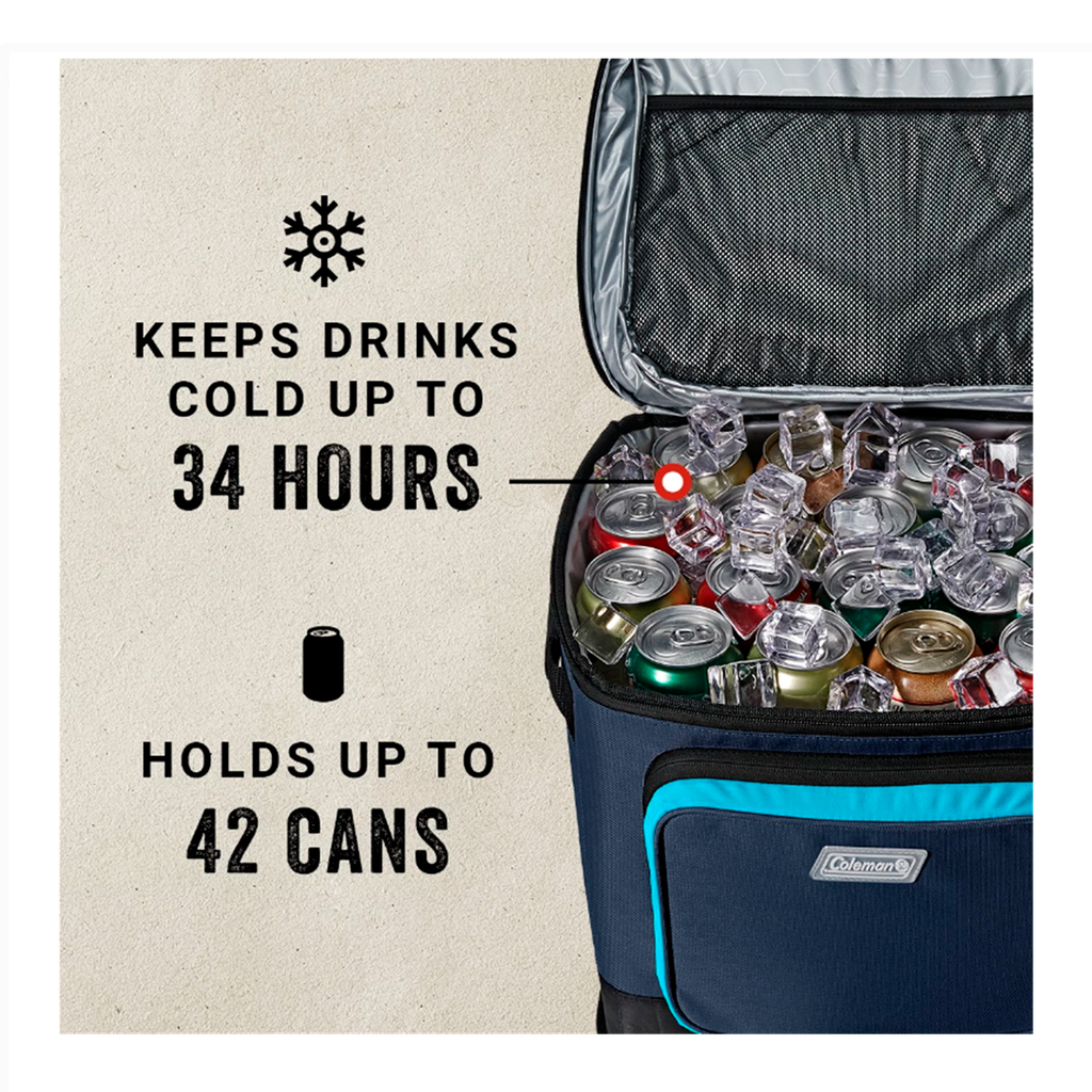 Bolso Termico con ruedas Coleman capacidad 42 latas Azul