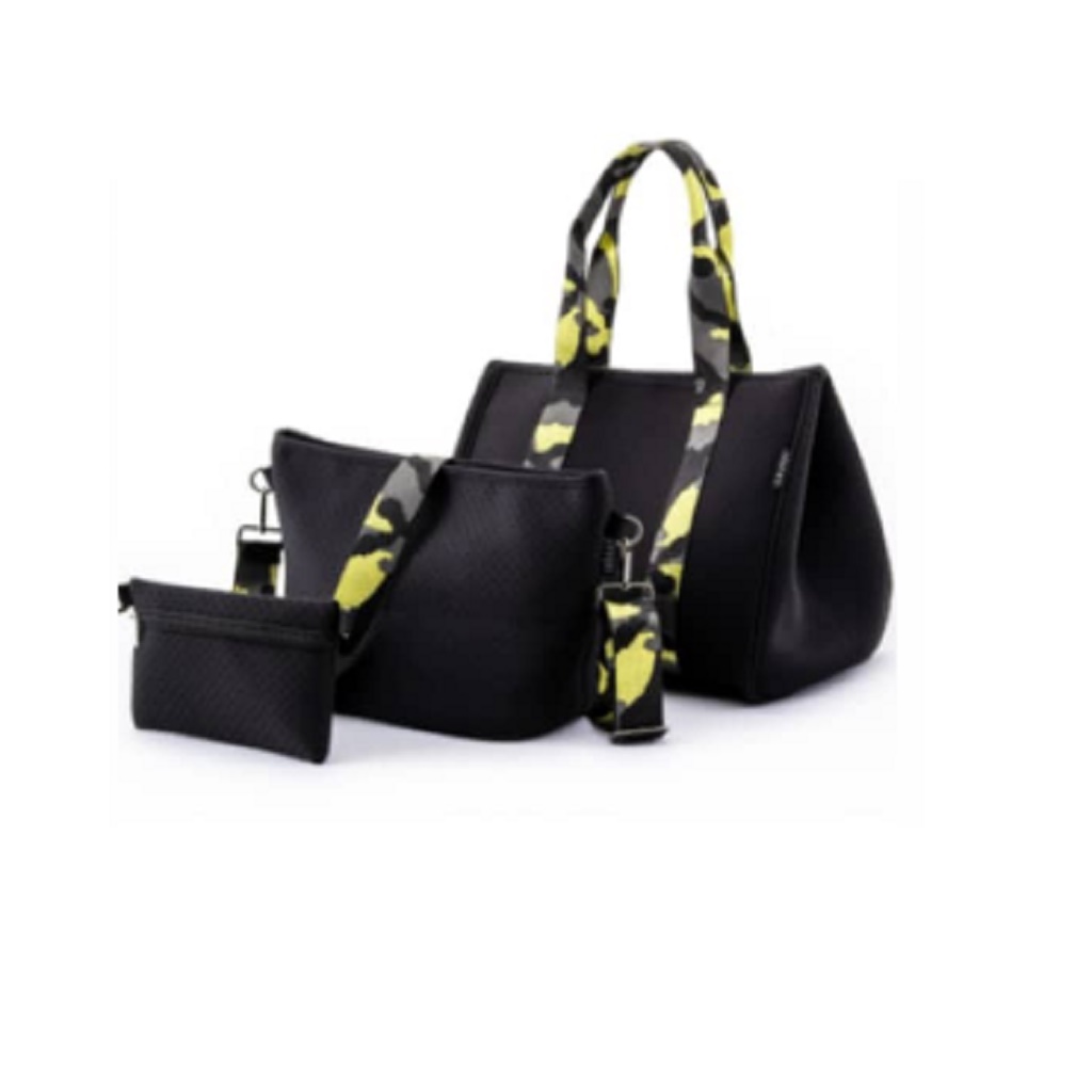 Bolso de Mano Multiuso + Bandolera Cruzada + Estuche de Maquillaje Urbagg Neopreno Negro