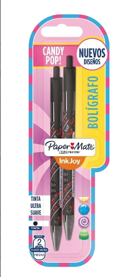Bolígrafos Paper Mate Kilometrico Inkjoy Candy Pop Negro Tx2