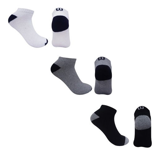[C0900] Calcetin/Media tobillera de algodón Wilson Unisex X3 Surtido Unitalla (copia)
